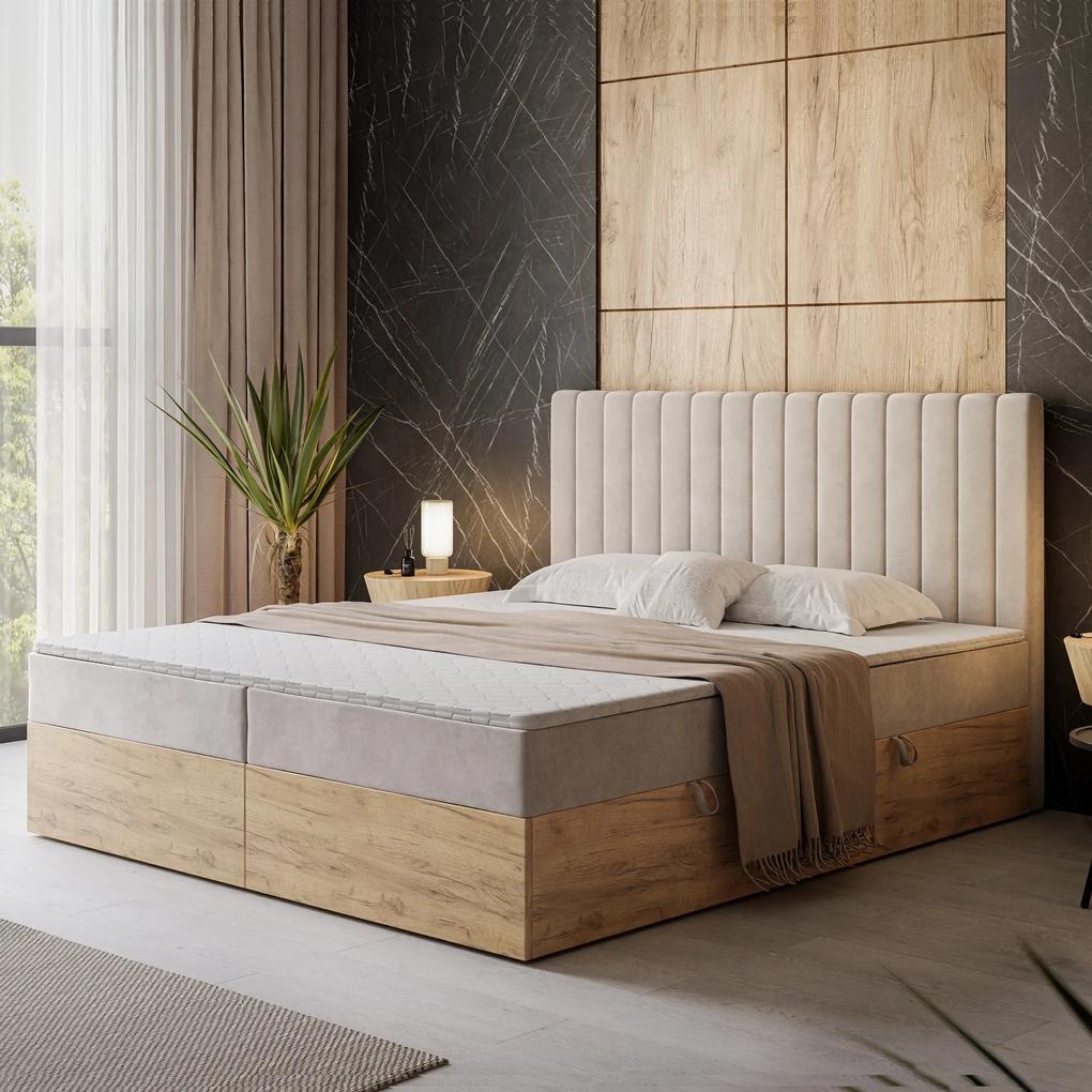 Čalúnená drevená manželská posteľ s matracom RACHEL 180 x 200 cm