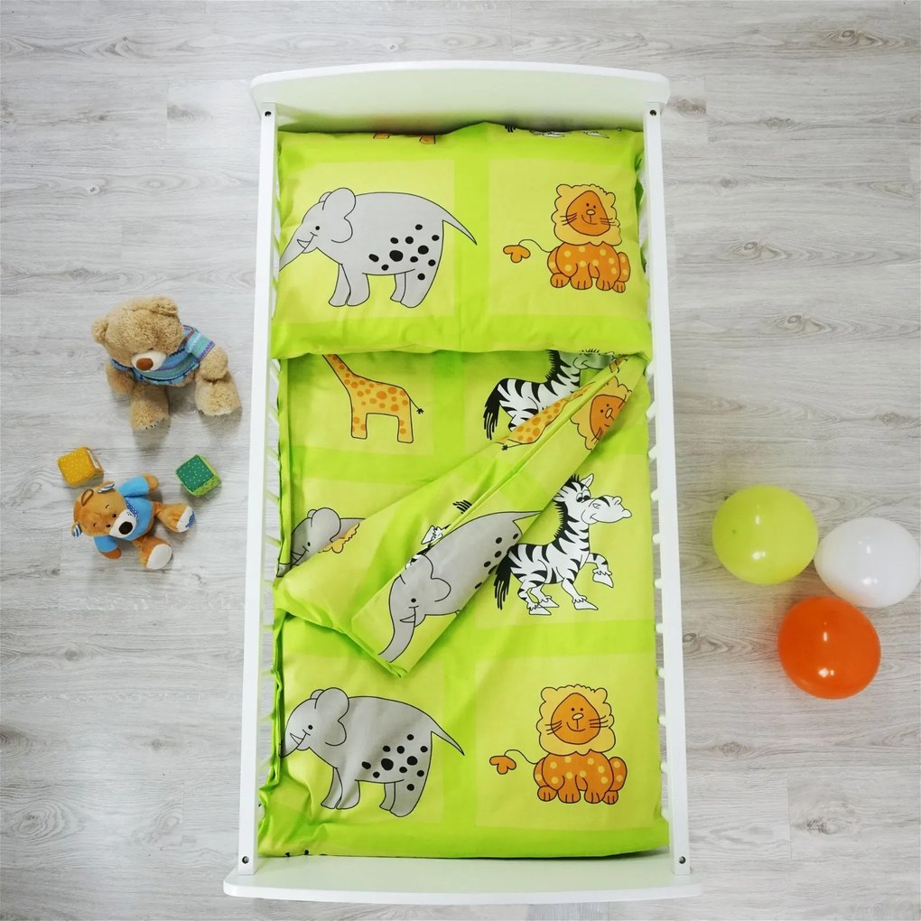 Obliečky detské ZOO zelené EMI: Detský set 90x130 + 45x65