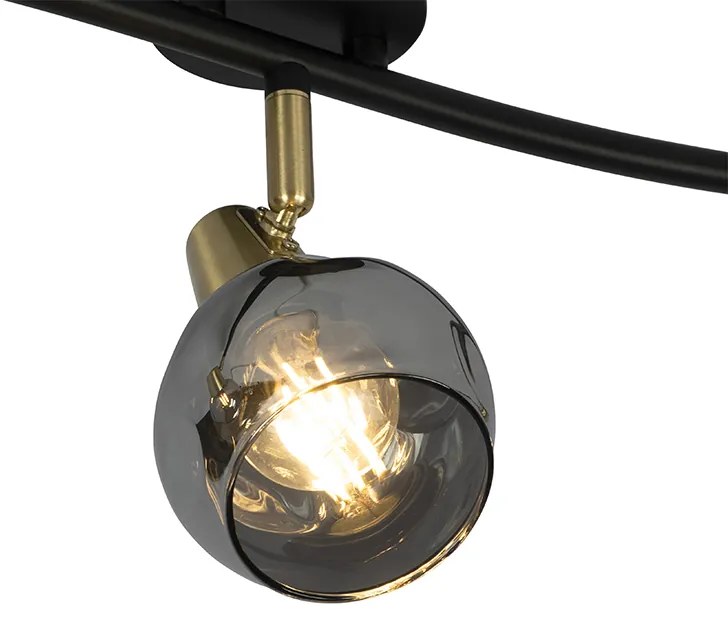 Stropná lampa zlatá 56 cm s dymovým sklom 3-svetlá - Vidro