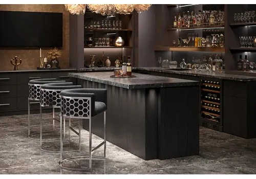 Barová stolička Elegance 47504 Zamat - Šedá - Komfort-nábytok