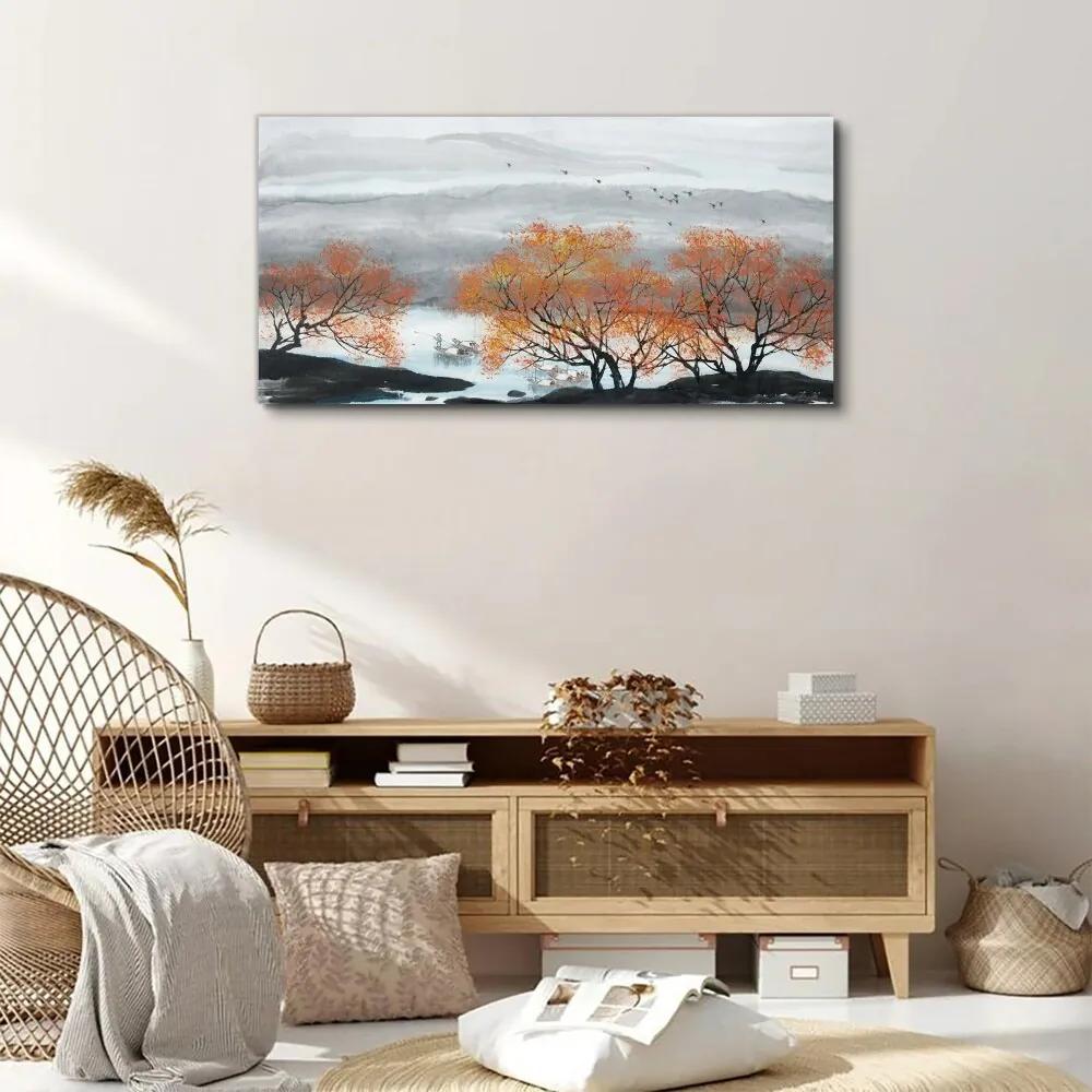 Obraz canvas Hory stromy lode