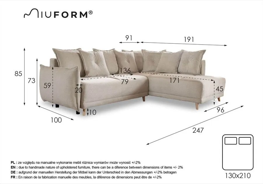 Zelená menčestrová rozkladacia rohová pohovka (pravý roh) Lazy Lukka – Miuform