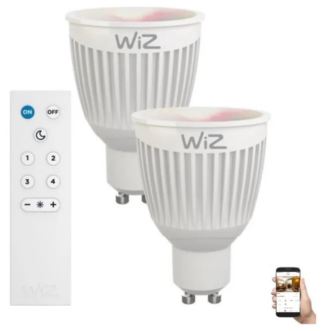 WiZ SADA 2x LED RGBW Stmievateľná žiarovka GU10/6,5W/230V 2200-6500K Wi-Fi + DO - WiZ WI0100