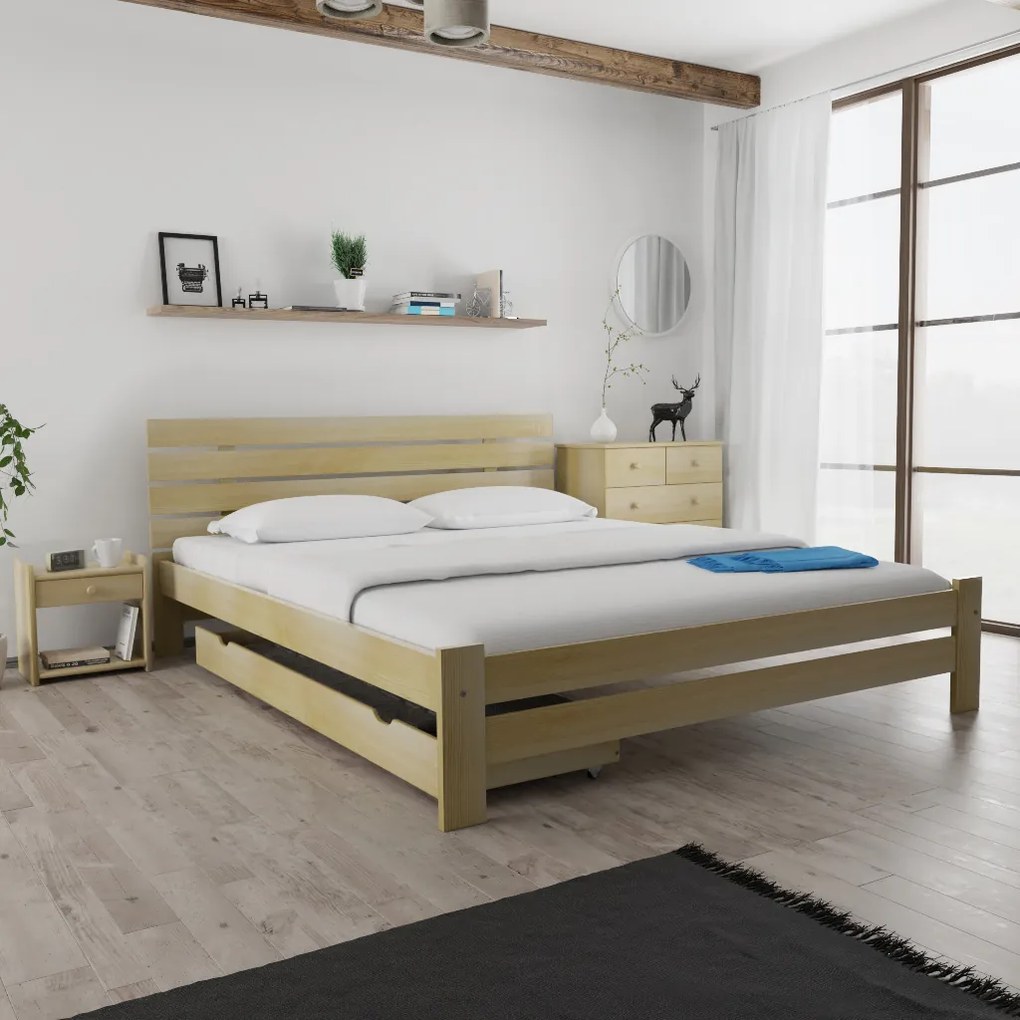 Posteľ PARIS zvýšená 180x200 cm, borovica Rošt: Bez roštu, Matrac: Matrac COCO MAXI 20 cm