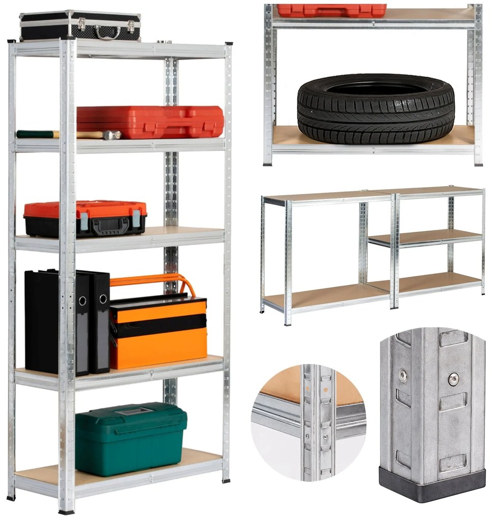 Kovový regál REGMET 70x30x154 cm stříbrný