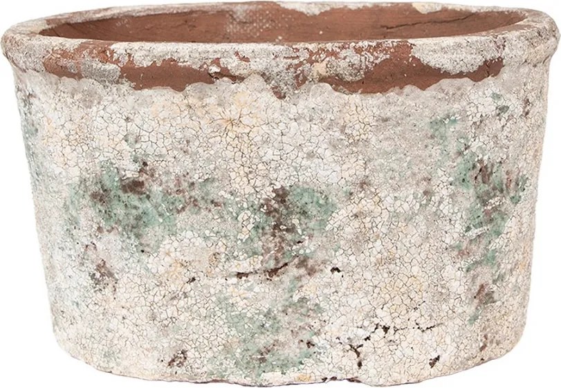 Dekoratívny béžový antik terakotový kvetináč Teracci L - 21*13*12 cm
