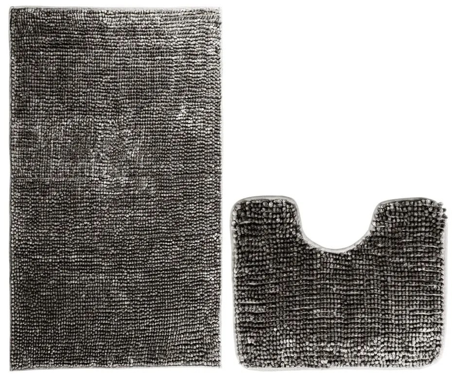 Tmavosivé WC kúpeľňové predložky v súprave 2 ks 80x50 cm Bati – Restilo