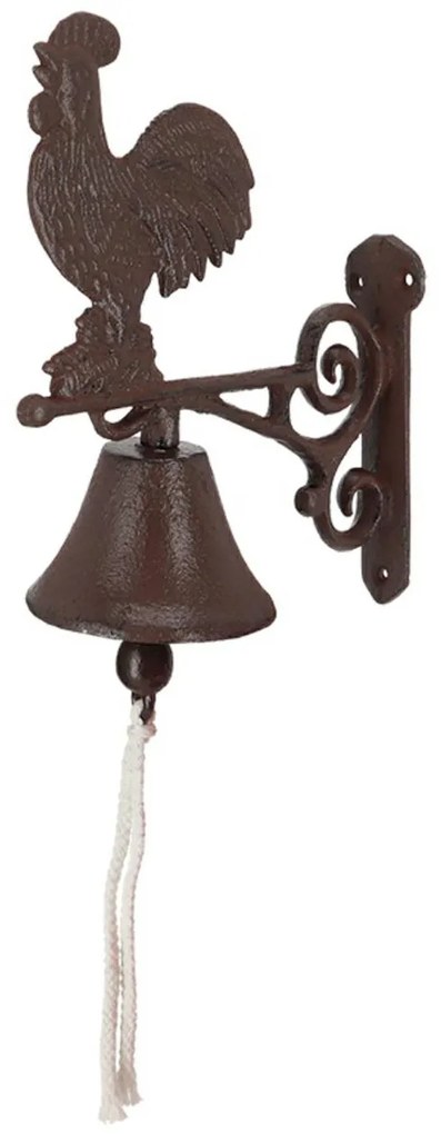 Záhradný zvonček Rooster, 25,6x18,5 cm, liatina, hnedá