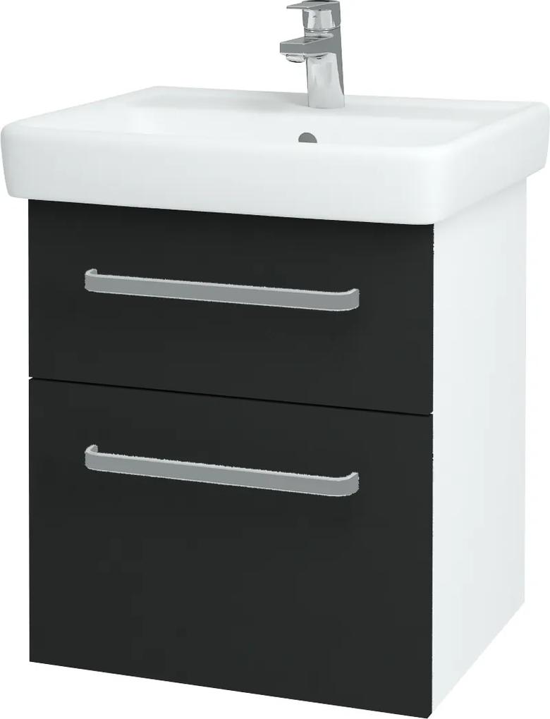 Dřevojas - Koupelnová skříň Q MAX SZZ2 55 - N01 Bílá lesk / Úchytka T01 / L03 Antracit vysoký lesk (61244A)