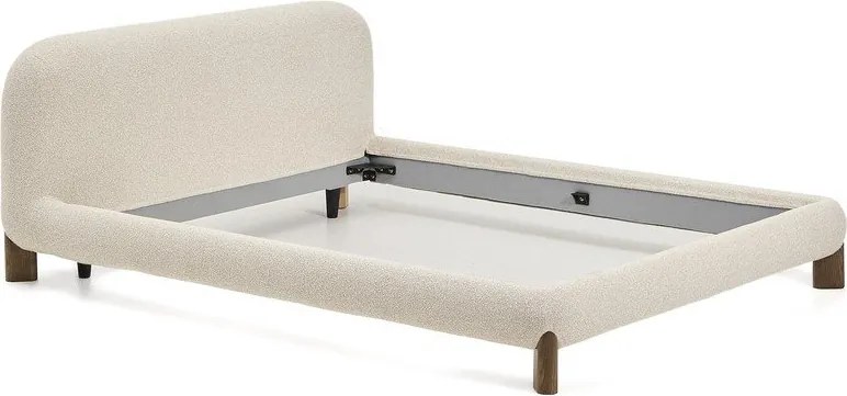 Béžová čalúnená dvojlôžková posteľ bez roštu 160x200 cm Odina – Kave Home