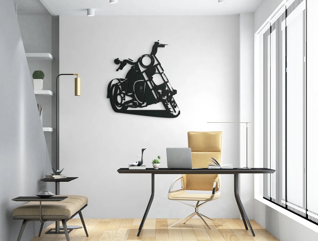 drevko Drevená nálepka na stenu Chopper Rozmer obrazu: 35,5 x 32,5 cm, Farba dekorácie: Čierna
