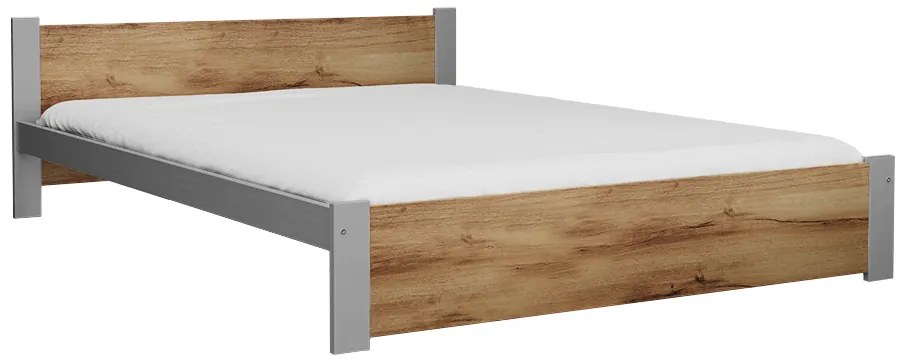 Posteľ IKAROS 120 x 200 cm, dub artisan/sivá Rošt: Bez roštu, Matrac: Matrac COCO MAXI 20 cm