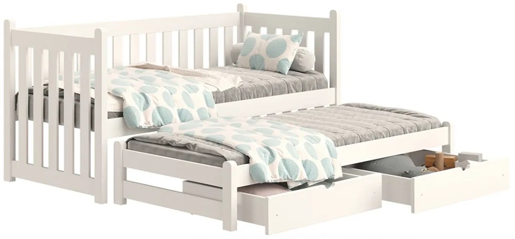 Detská posteľ Swen so prístelkou 80x180 cm - biela - Výpredaj
