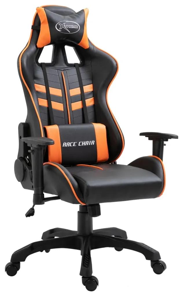 vidaXL Herná stolička, oranžová, umelá koža