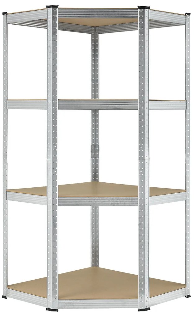 InternetovaZahrada Rohový regál - 160x75x40-75 cm - strieborný