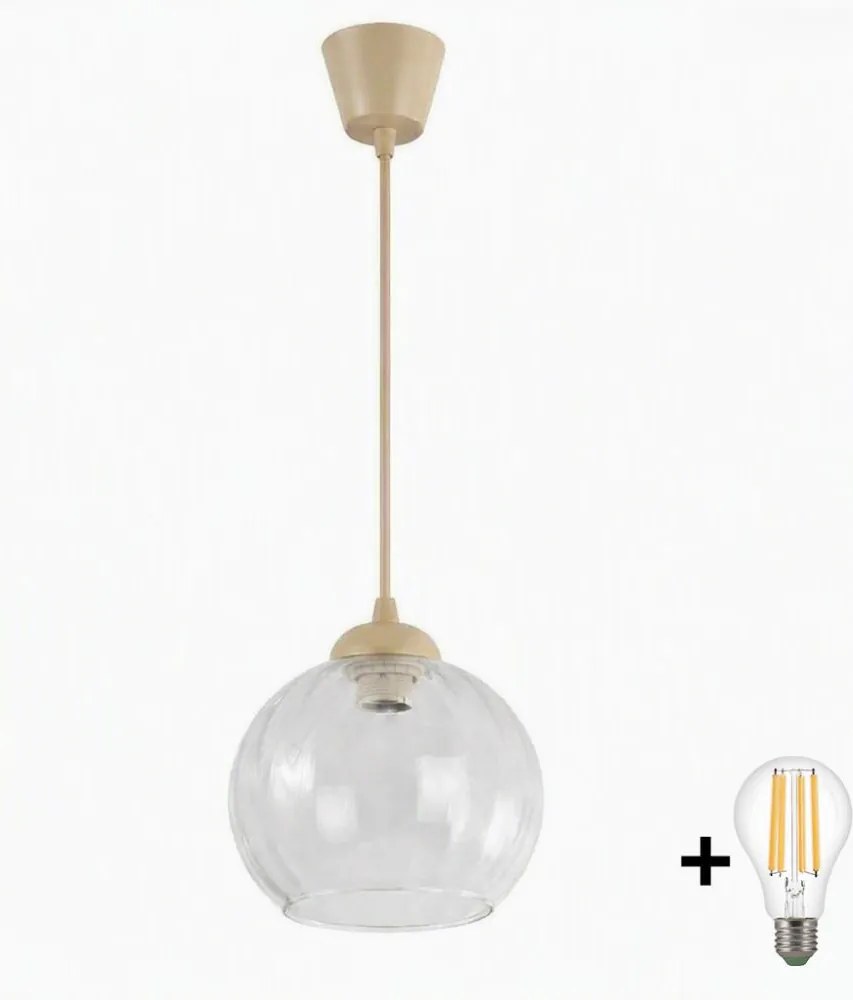 BRILAGI - LED luster na lanku RETRO GLASS 1xE27/60W/230V pr. 25 cm béžová/číra