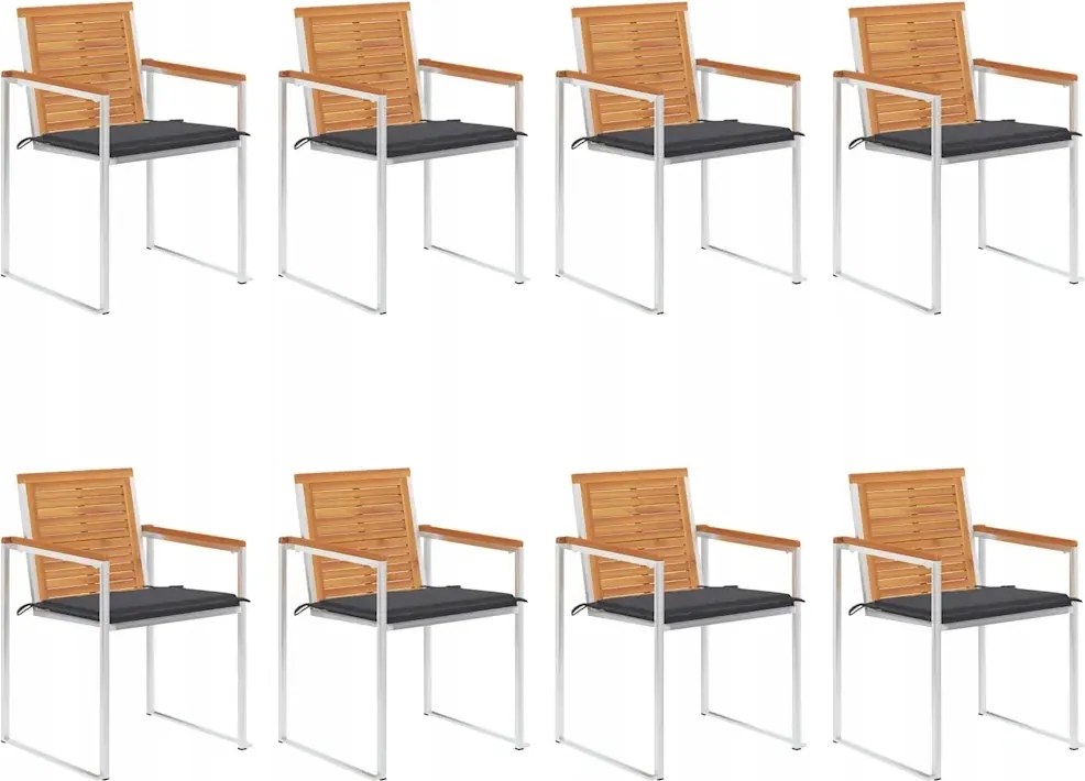 vidaXL Záhradné stoličky 8 ks s podložkami akáciový masív