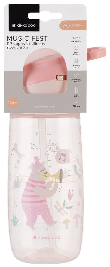 Hrnček so silikónovým náustkom 450ml 12m+ Music Fest Pink