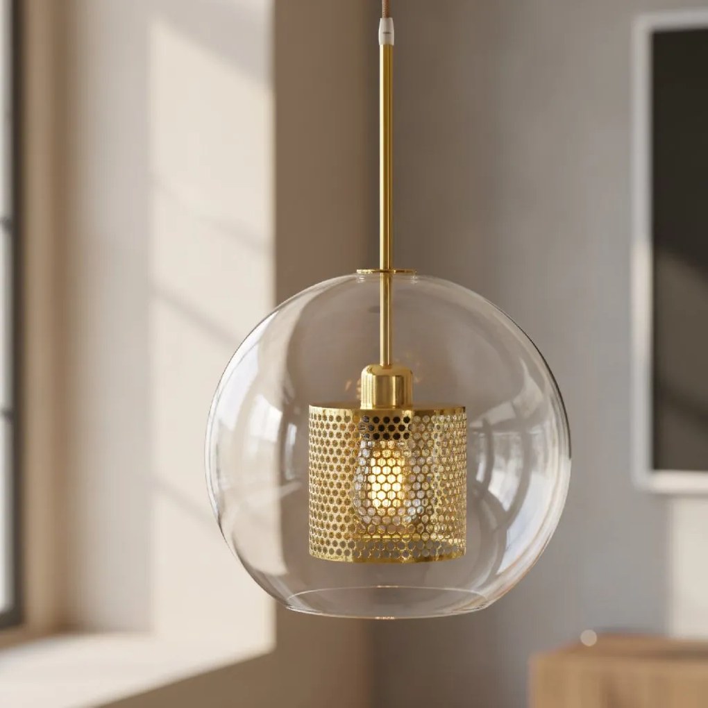 Toolight - závesná sklenená lampa APP555-1CP 25cm, zlatá, OSW-08748