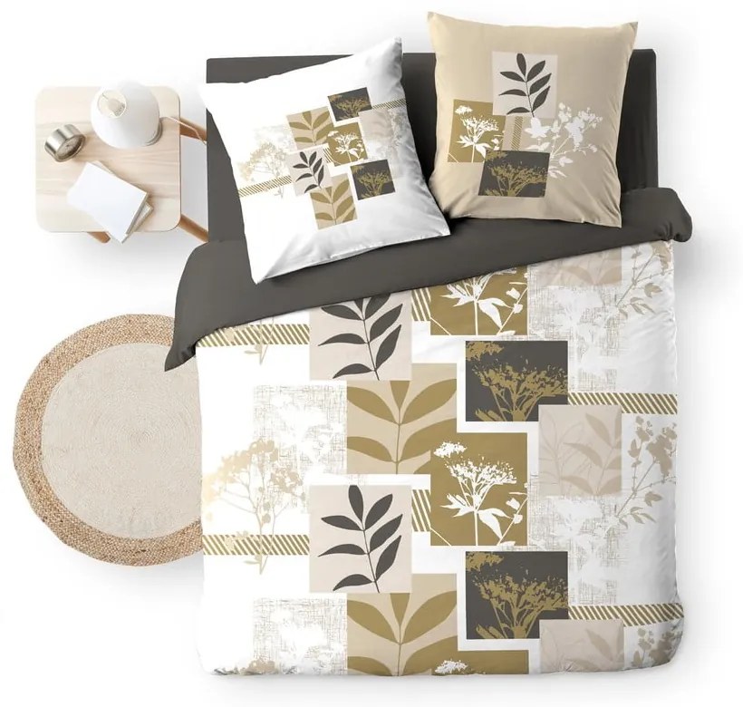 Biele/hnedé bavlnené obliečky na dvojlôžko/predĺžené 240x220 cm Utopia – douceur d'intérieur