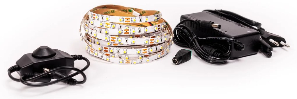 LED Solution LED pásik 4,8W/m 12V bez krytia IP20 5 metrov + adaptér 36W + manuálny stmievač Farba svetla: Modrá 07103_05306_06102