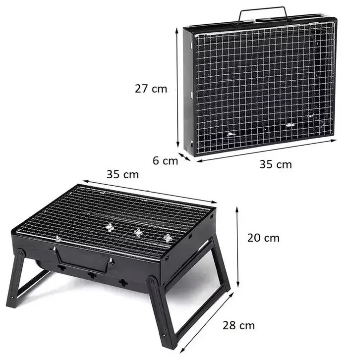 Zaparkorun Cestovný prenosný skladací gril na drevené uhlie Grillbox