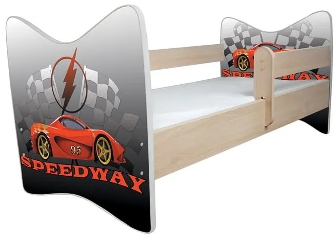Detská posteľ " Speedway " deluxe, Rozmer 140x70 cm, Farba dub jasný, Matrace bez matraca