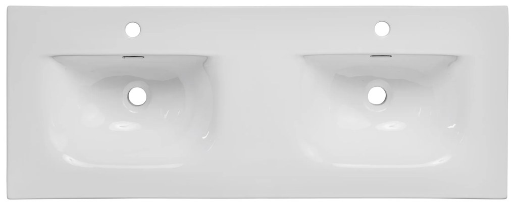 Dvojité keramické umývadlo Sky 121 cm biele