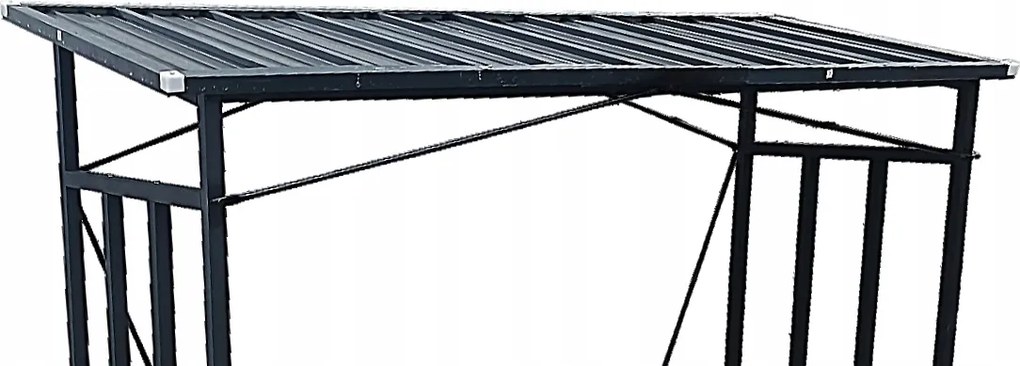 Garden Line KOVOVÝ STOJAN S STRECHOU NA DREVO 185 cm x 70 cm x 185 cm