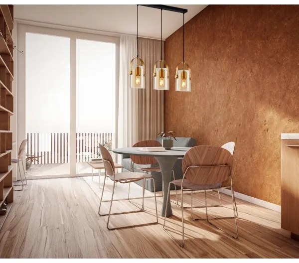 ITALUX PND-32453-3-GD+AMB - Luster na lanku NANESMA 3xE27/40W/230V zlatá