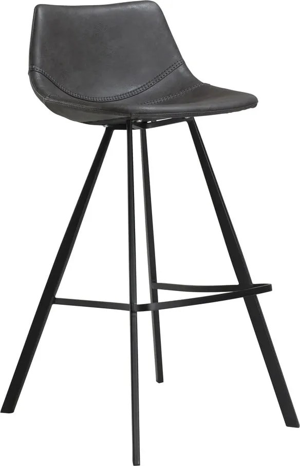 Sivá barová stolička z eko kože s čiernou kovovou podnožou DAN–FORM Denmark Pitch, výška 98 cm