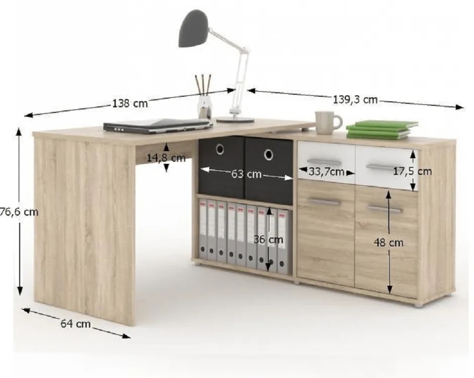 Rohový PC stolík Rafane New. Vlastná spoľahlivá doprava až k Vám domov. 752695