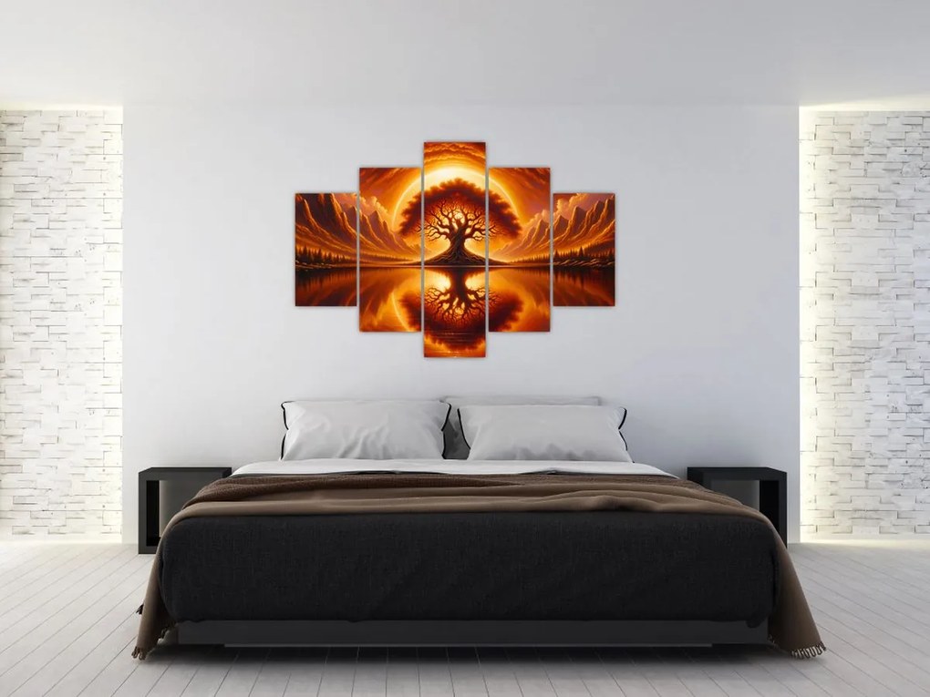 Obraz – Strom v krvavom slnku (150x105 cm)