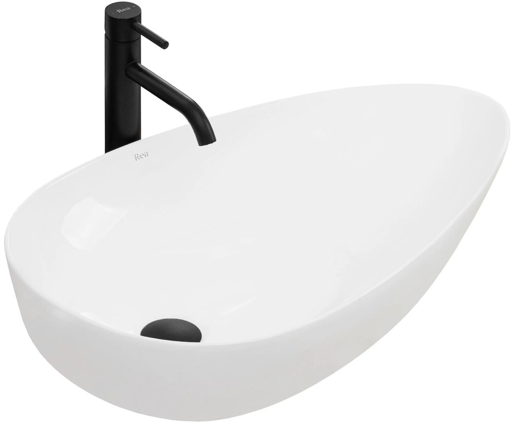 Rea Greta 65, umývadlo na dosku 66x40 cm, biela, REA-U8537