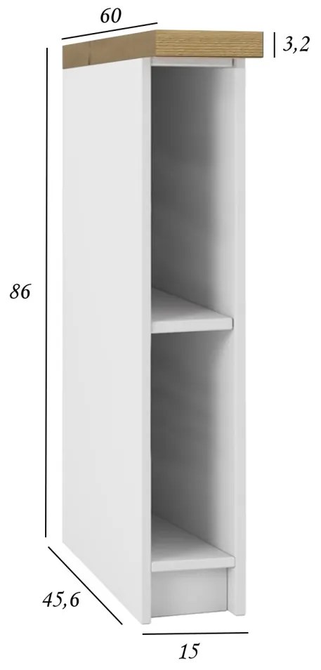 TP Living Kuchynská skrinka Melo 15 cm biela/dub artisan