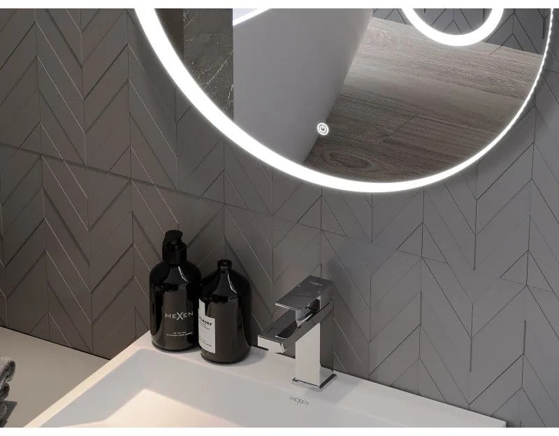 Mexen Ella, LED kúpeľňové zrkadlo s podsvietením a kozmetickým zrkadielkom 100x100 cm, 6000K, ochrana proti zahmlievaniu, 9811-100-100-611-00