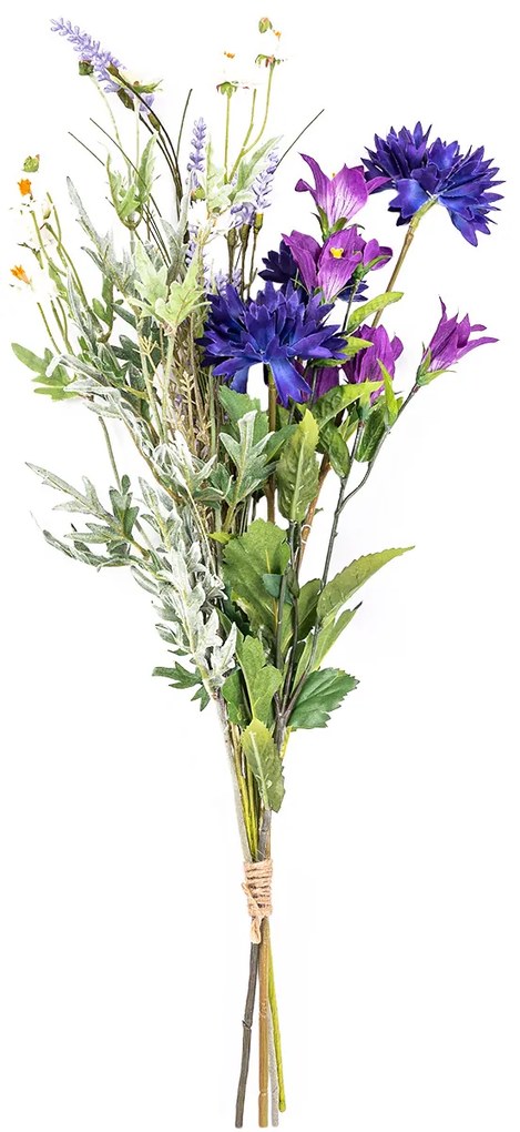 Umelá kytica z lúčnych kvetov, zvončeky a nevädza, 30 x 75 x 8 cm