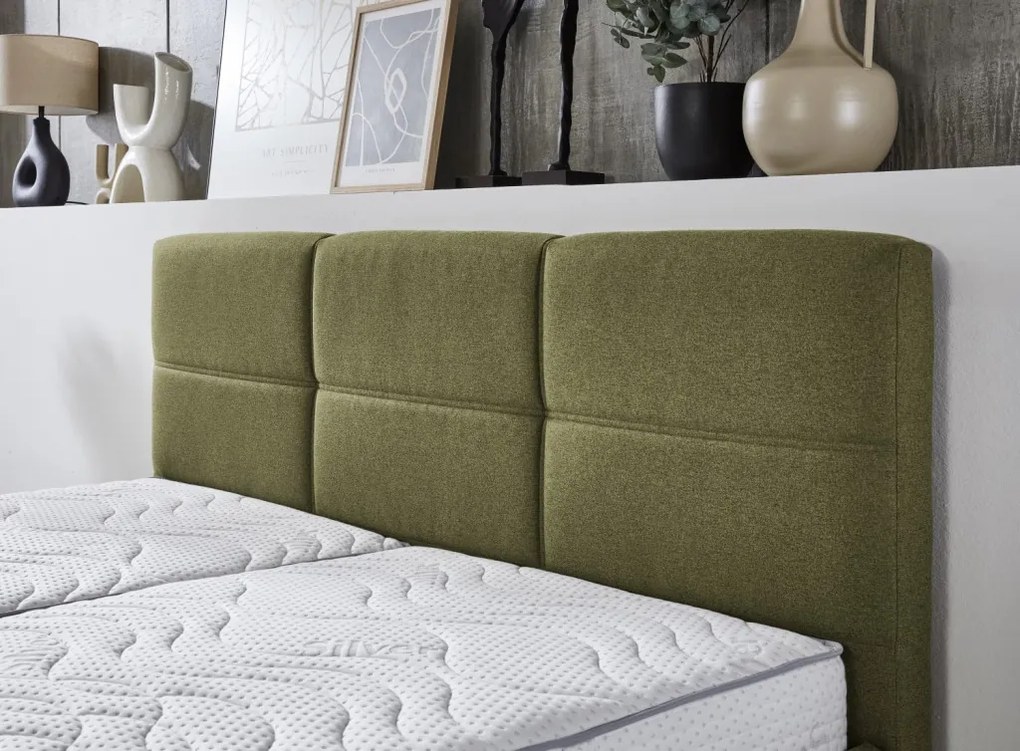 Posteľ Domango 140x200 cm, olivovo zelená látka
