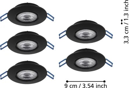 Eglo 300189 - SADA 5xLED Zapustené svietidlo GEDREZ LED/4,9W/230V priemer 9 cm čierna