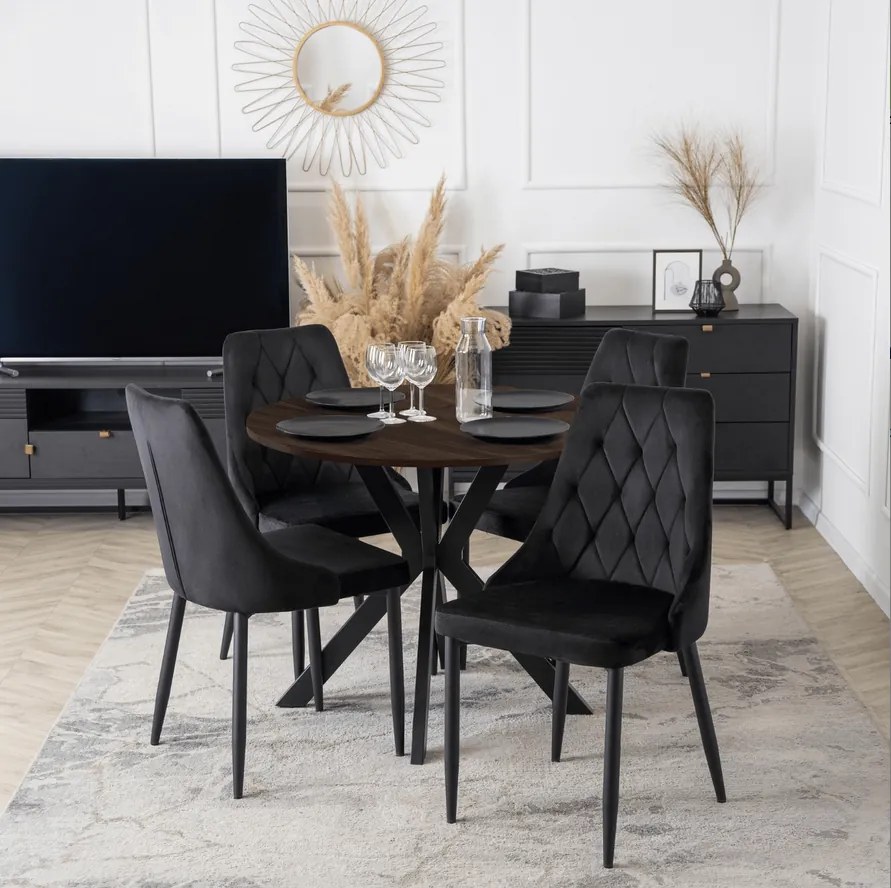 Stôl ERION 90 cm Orech / Čierny