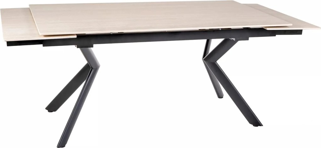 Jedálenský rozkladací stôl Norton 160/240 cm keramika travertín/čierny