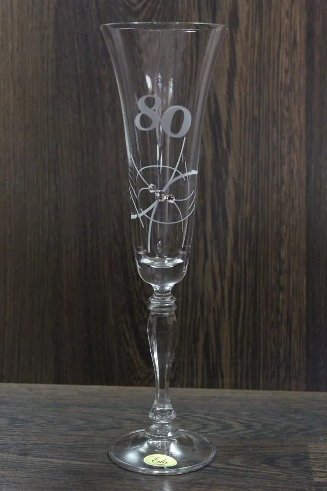 Výročný pohár na 80. narodeniny so swarovski kryštáľmi ŠAMPANSKÉ 3. 180 ml
