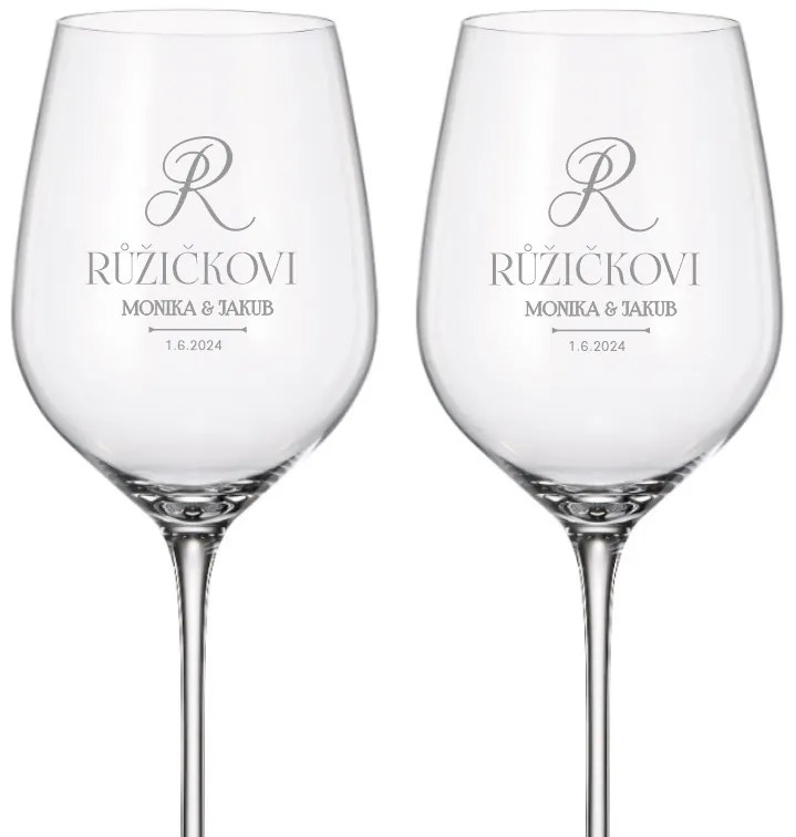 Dekorant Svadobné poháre na biele víno NOVOMANŽELIA SIMPLE 480 ml 2KS
