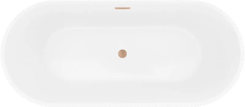 Mexen Yara, voľne stojaca ryhovaná vaňa 170 x 75 cm, biela lesklá, medený matný prepad, 52861707500-65