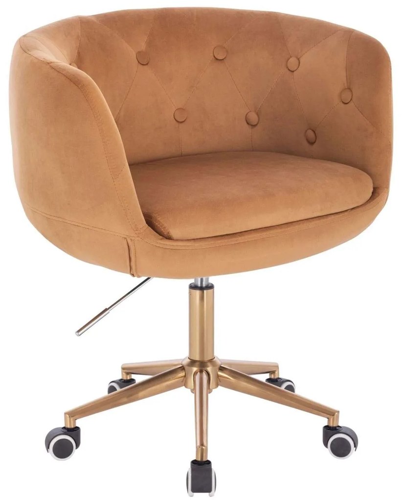 LuxuryForm DESIGN Kreslo MONTANA VELUR na zlaté podstave s kolieskami - hnedé