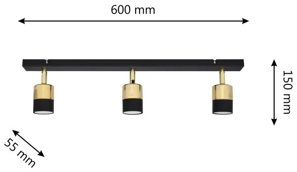 LED Bodové svietidlo TUBSSON 3xGU10/4,8W/230V čierna/zlatá