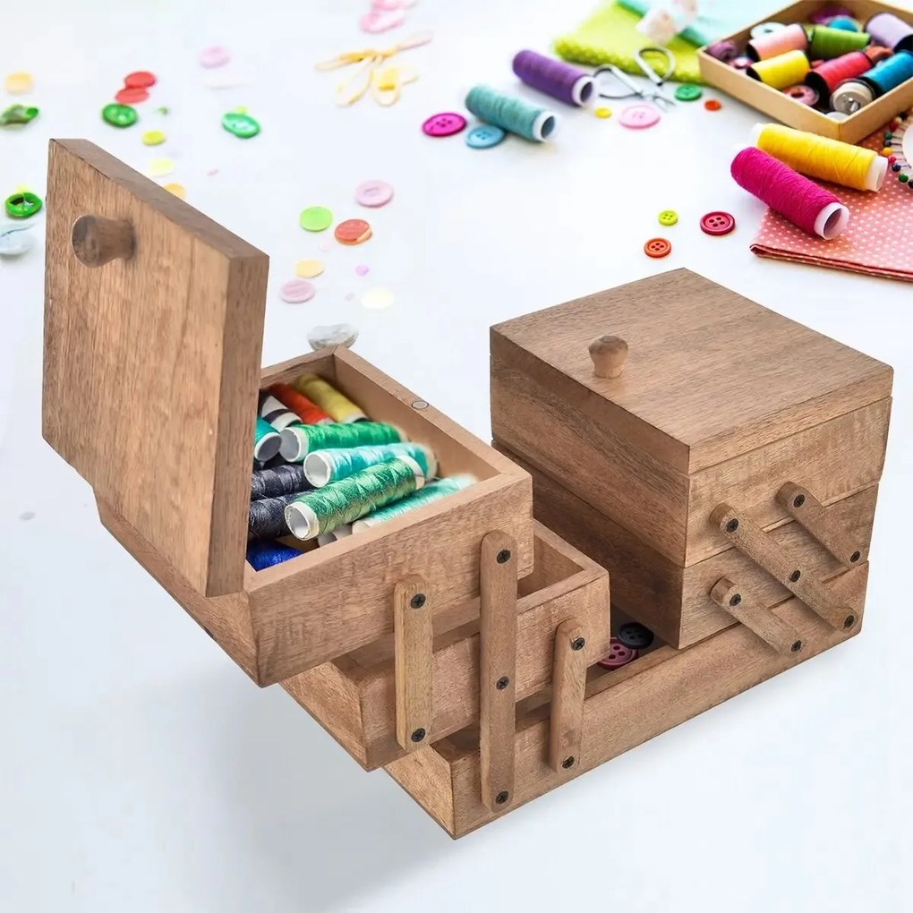 Orion Drevená kazeta na šitie Mango rozkladacia 30,5 x 20 x 21 cm