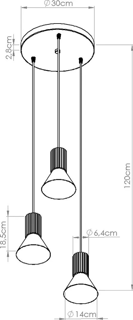 Závesné svietidlo Estria, 3x biele kovové tienidlo, be, o