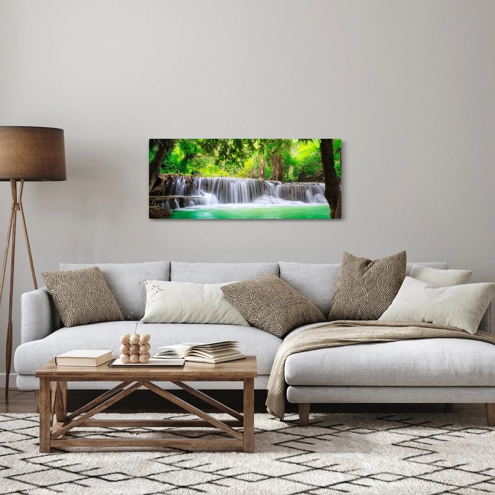 Obraz vodopádu v Kanchanaburi, Thajsko (120x50 cm)