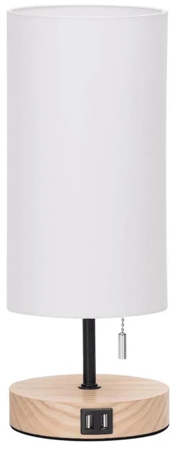 Aigostar - Stolná lampa s USB portom 1xE27/40W/230V béžová